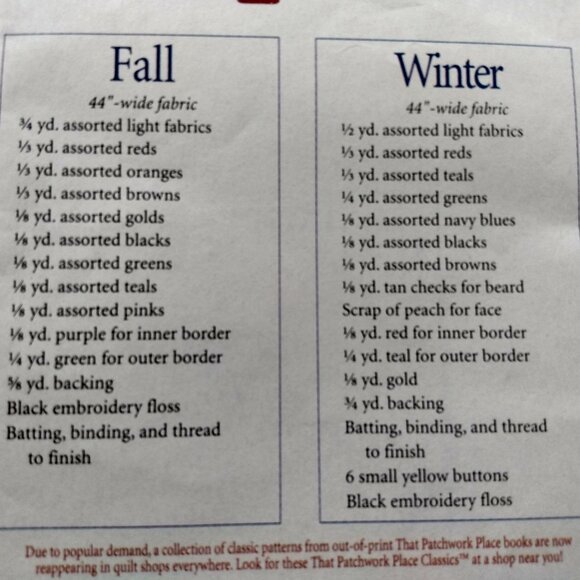 Vintage Wall Quilts Sewing Pattern Quilted Winter and Fall Decorations - Picture 6 of 7